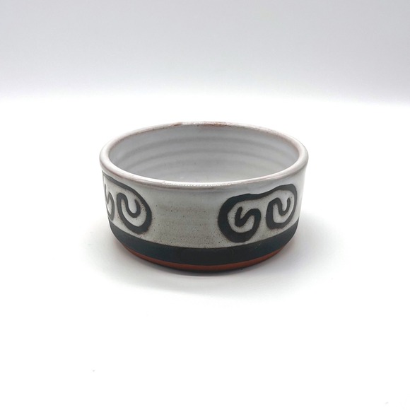 Other - Tenby Pottery Small Bowl Trinket Black White Swirl Pattern MCM‎ Signed Vintage